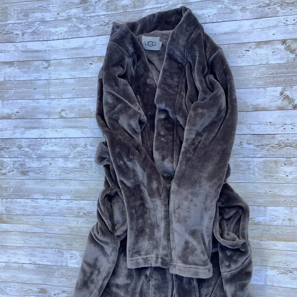 UGG Australia Marlow Chemise Robe Womens Sz M Gray Cozycore Lounge Plush - Picture 6 of 13